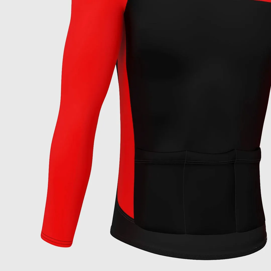 Fdx Comet Men's & Boy's Red Thermal Roubaix Long Sleeve Cycling Jersey