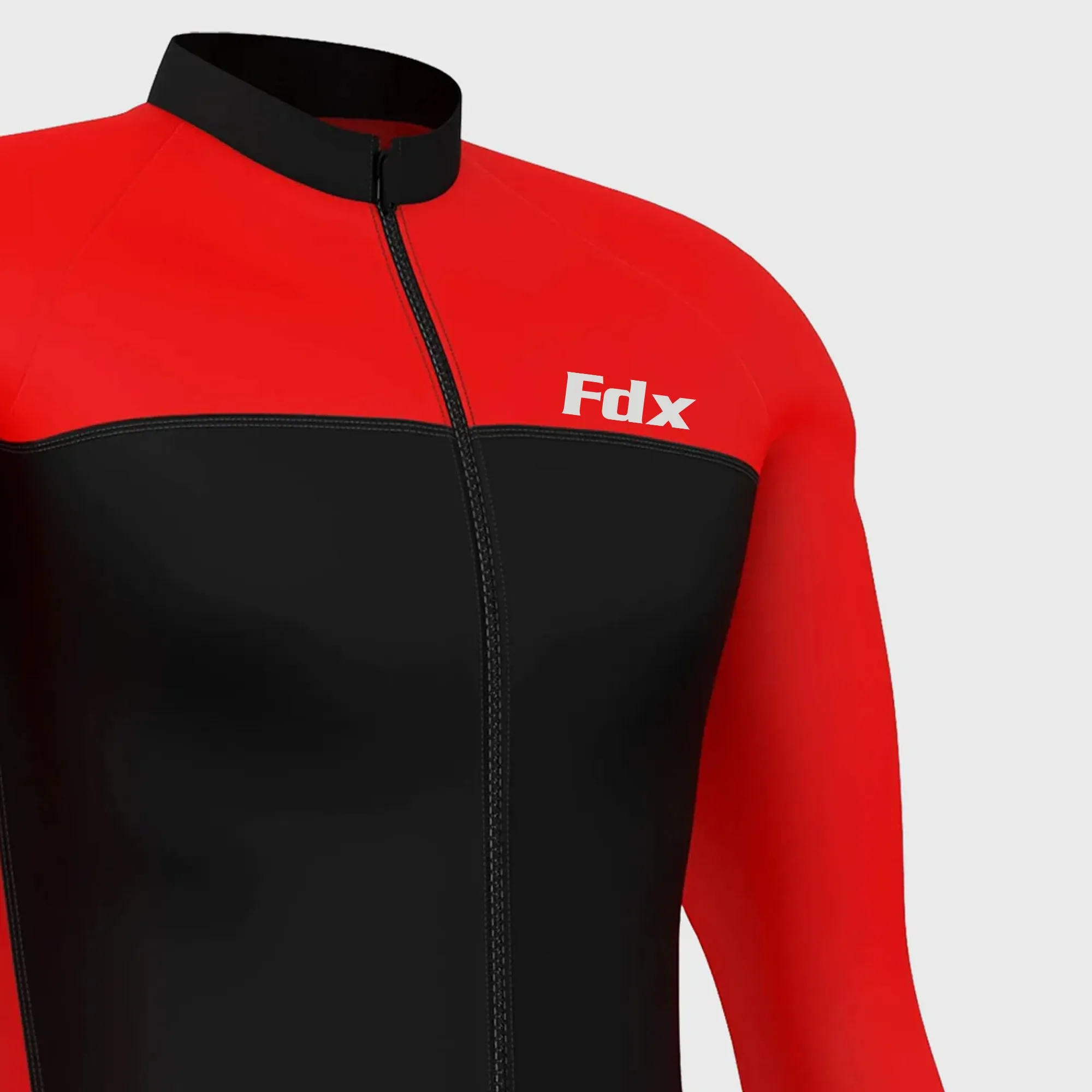 Fdx Comet Men's & Boy's Red Thermal Roubaix Long Sleeve Cycling Jersey