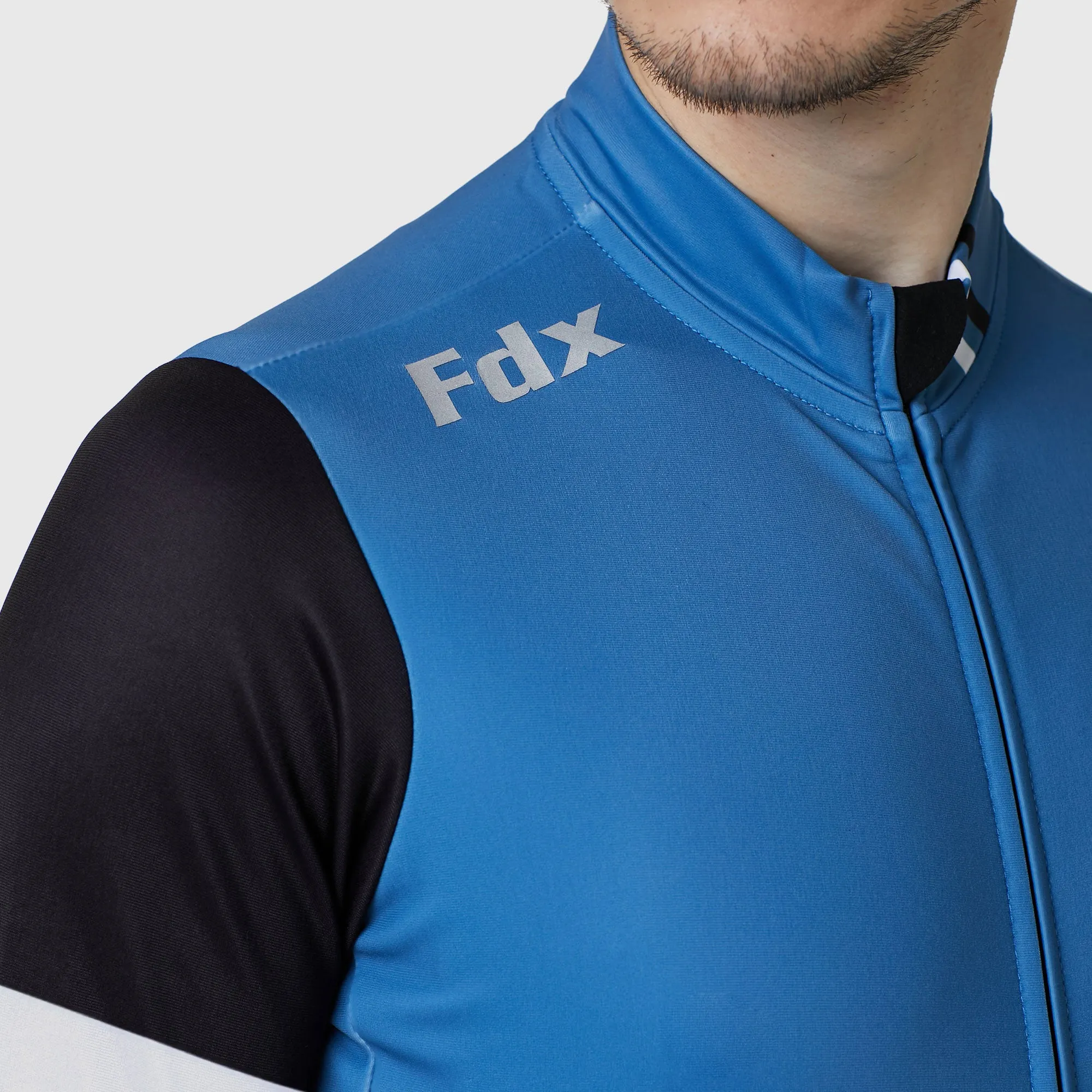 Fdx Men's & Boy's Set Limited Edition Thermal Roubaix Long Sleeve Cycling Jersey & Bib Tights - Blue