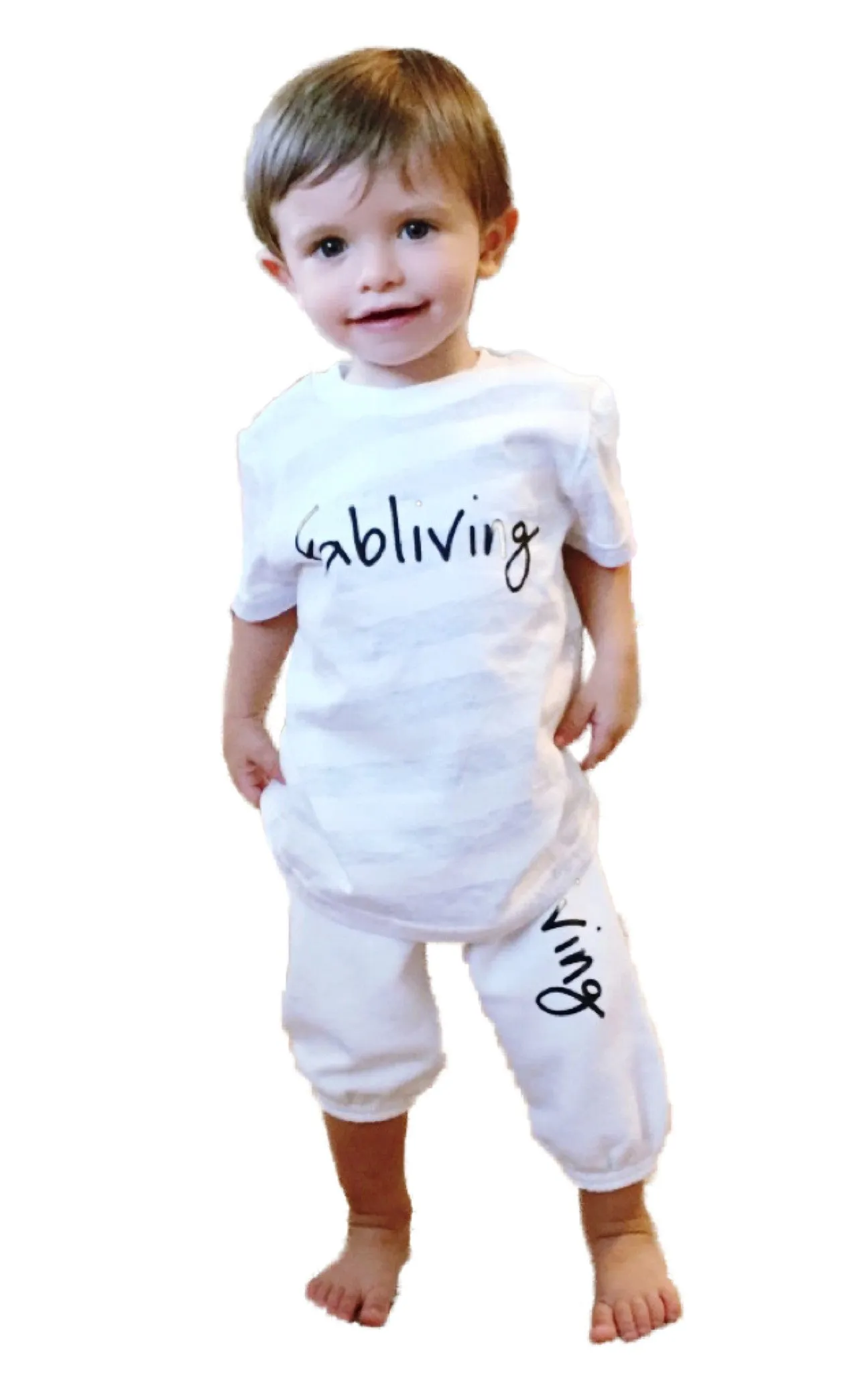 FP kids fabliving fleece pant (white/black)