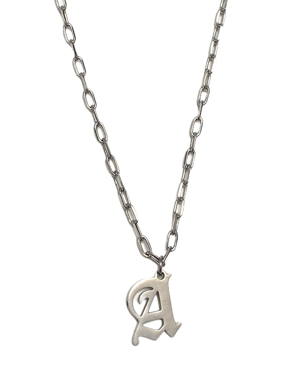 Gothic Mi Vida Old English Initial Necklace - SILVER