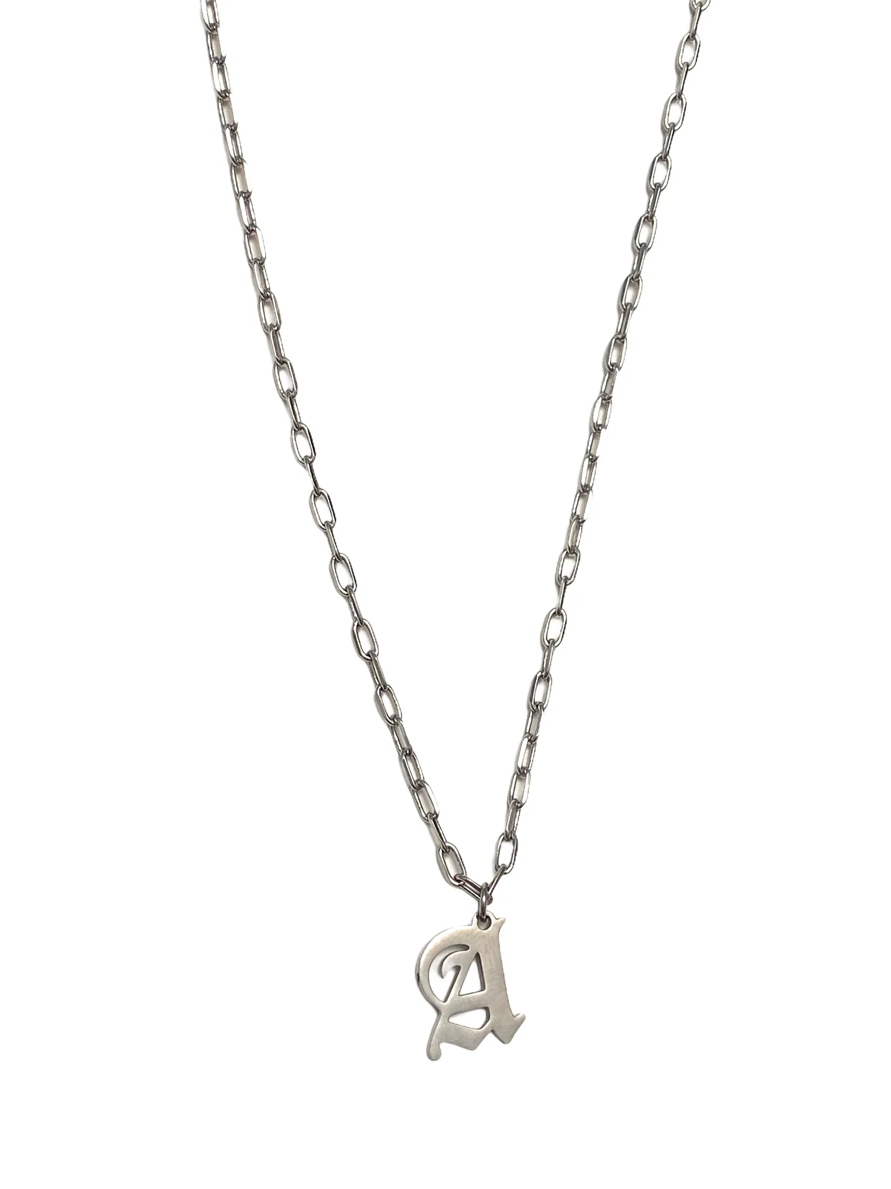 Gothic Mi Vida Old English Initial Necklace - SILVER