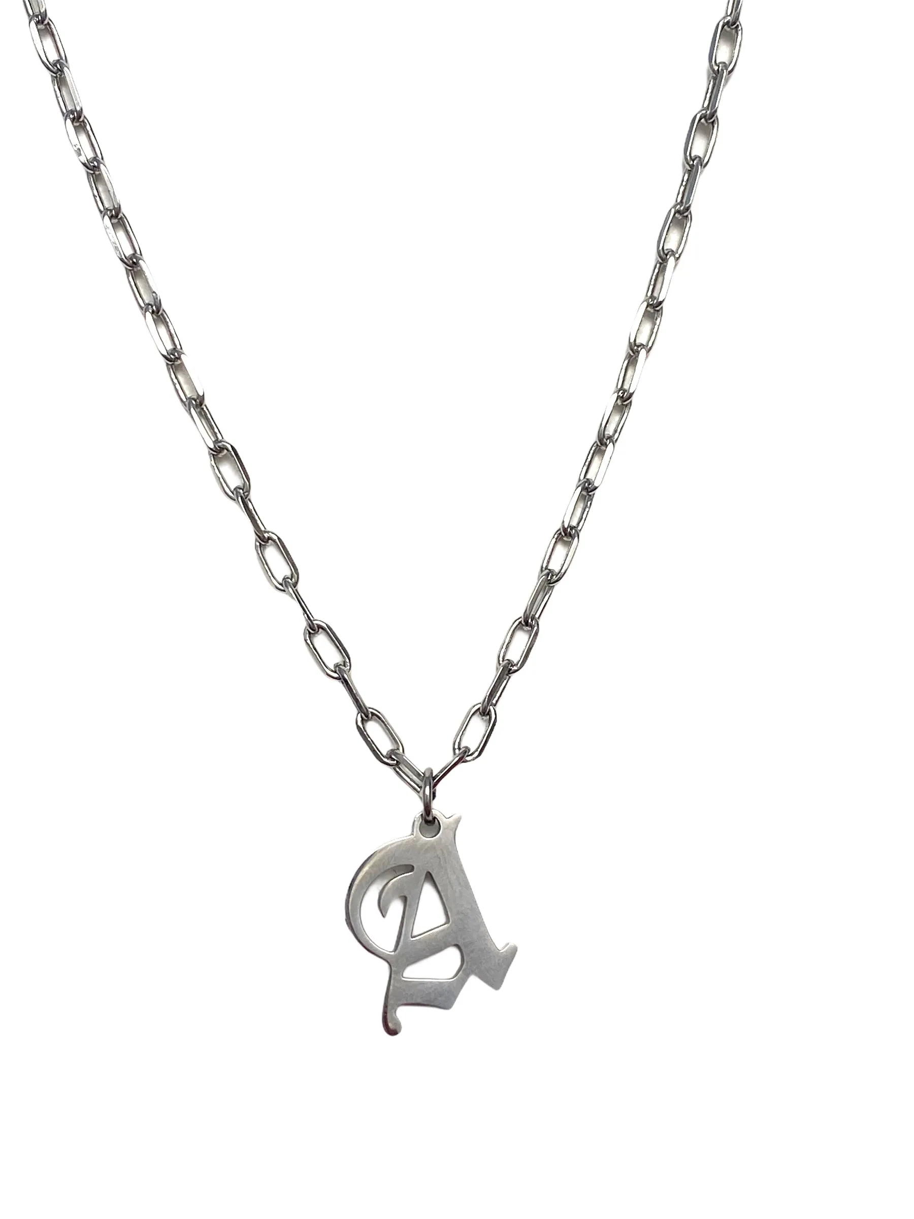 Gothic Mi Vida Old English Initial Necklace - SILVER