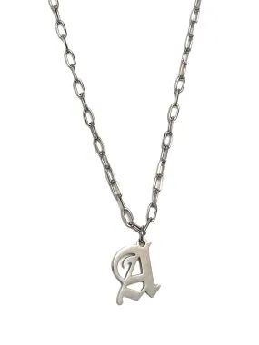 Gothic Mi Vida Old English Initial Necklace - SILVER