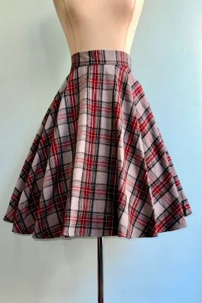 Grey Plaid Flannel Circle Skirt by Heart of Haute