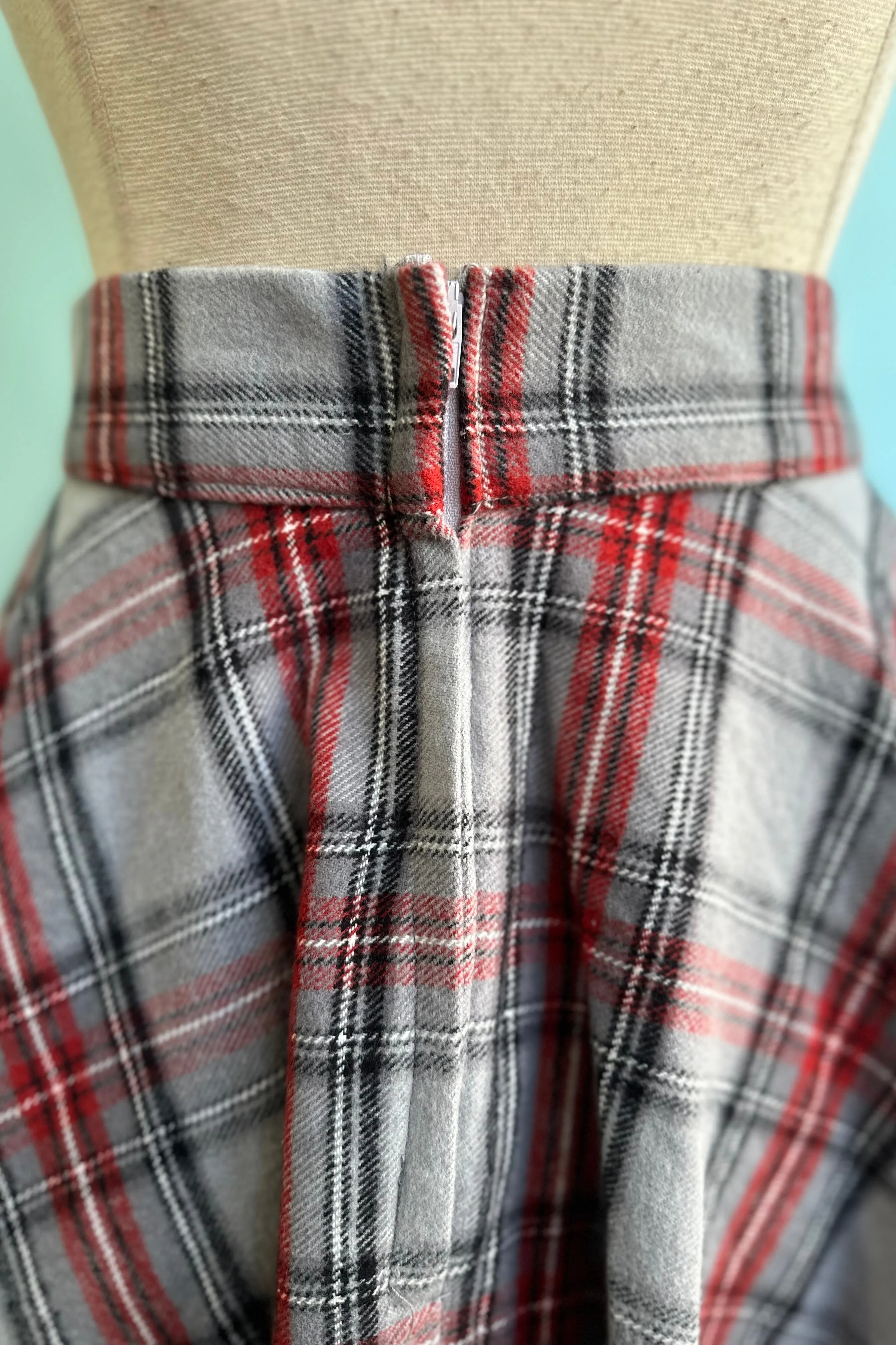 Grey Plaid Flannel Circle Skirt by Heart of Haute