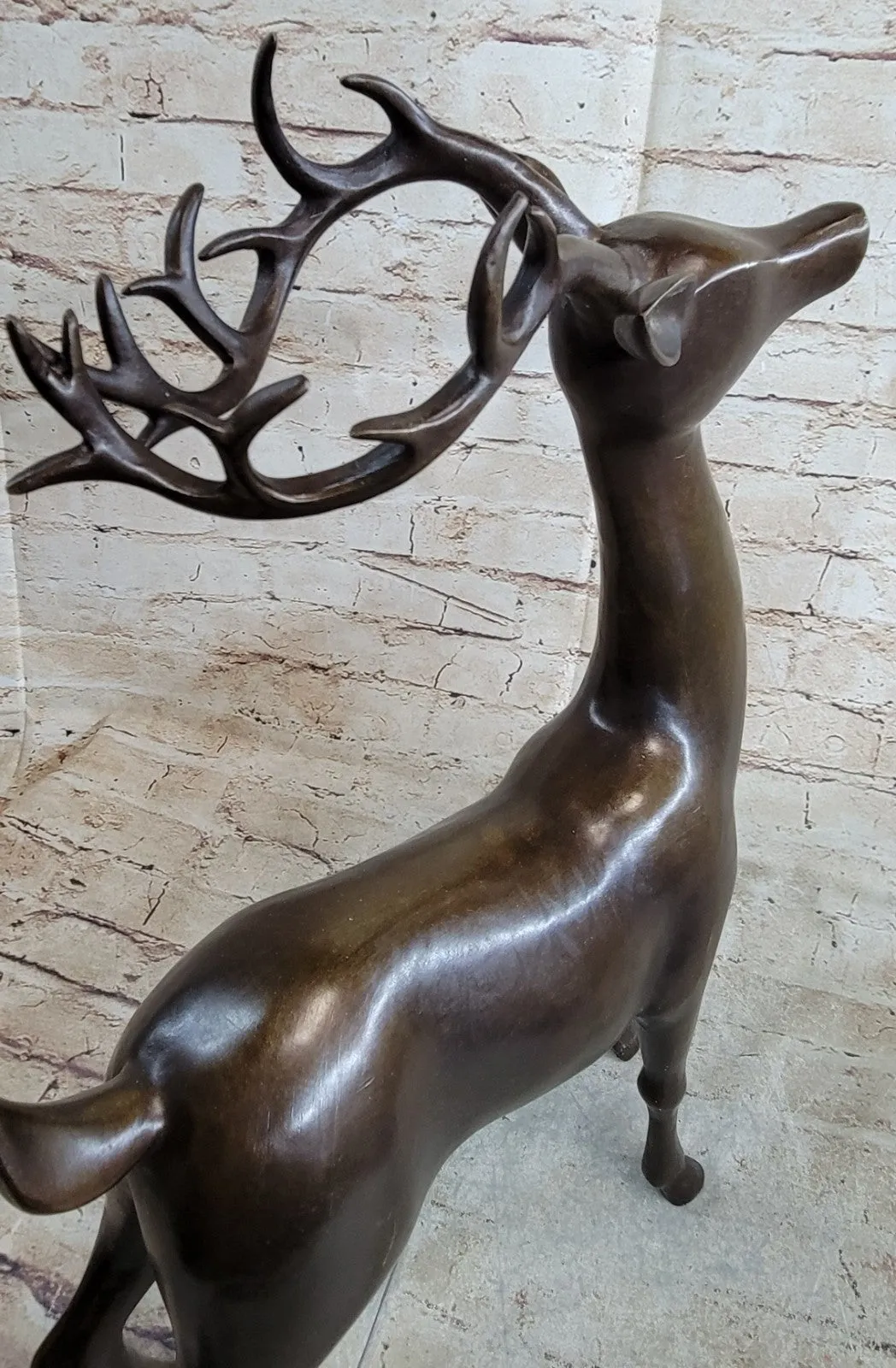 Handcrafted Chalet Art Stag Buck Deer Hunter Bronze Marble Lodge Sculpture