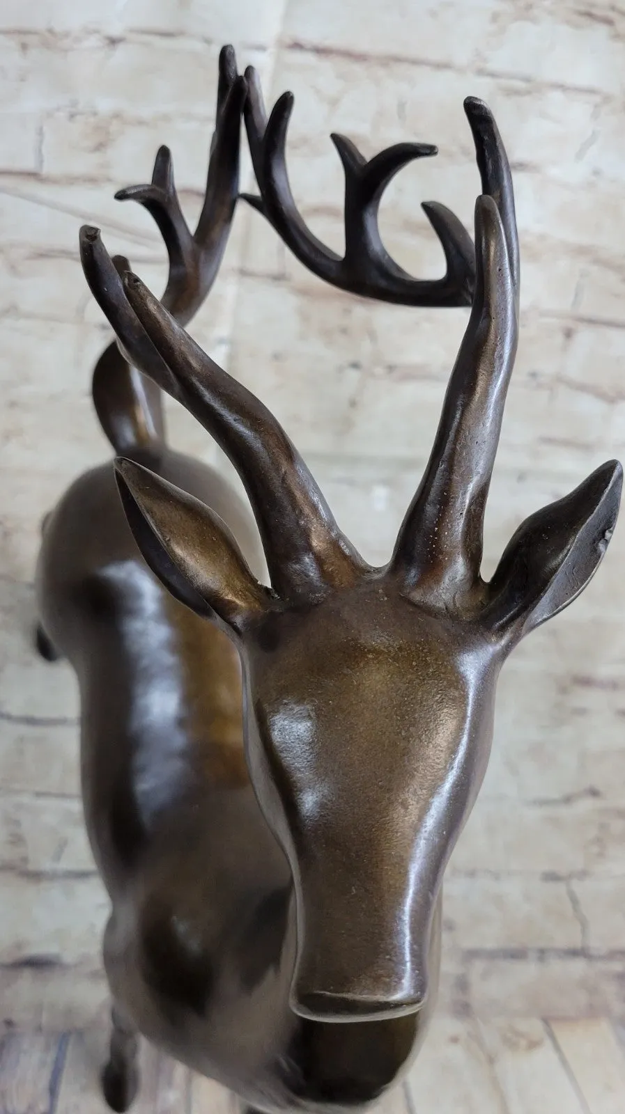 Handcrafted Chalet Art Stag Buck Deer Hunter Bronze Marble Lodge Sculpture