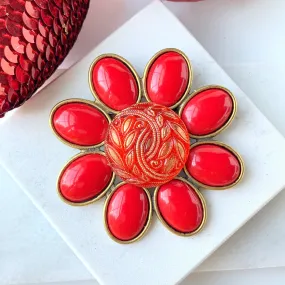 Holly Berry Red Brooch Pin