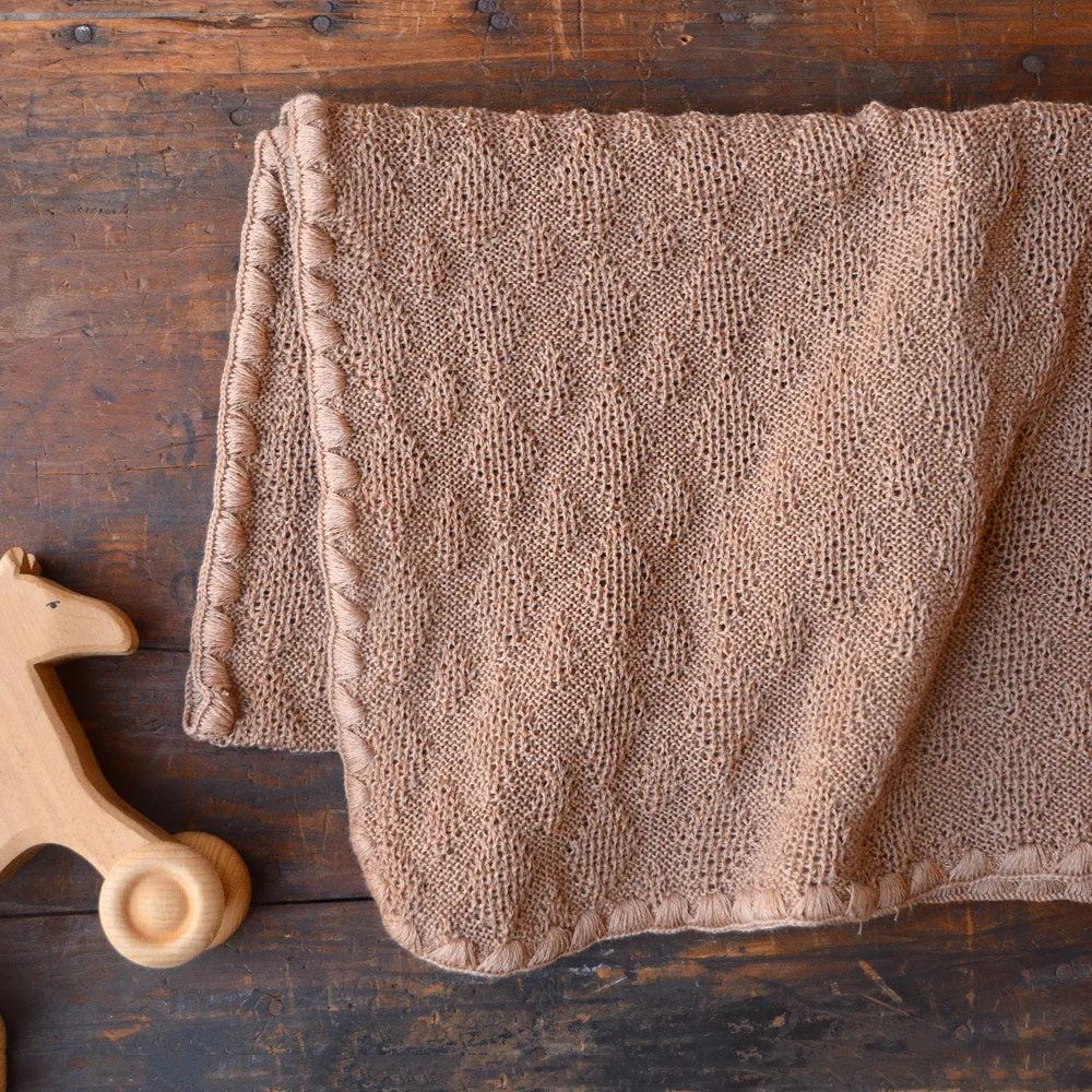 Knitted Baby Blanket in Organic Merino Wool - Caramel (100x80cm) *Returning 2025