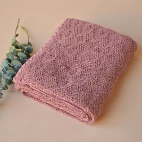 Knitted Baby Blanket in Organic Merino Wool - Rose (100x80cm) *Returning 2025