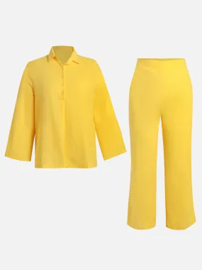 Lapel Top and Trousers Set