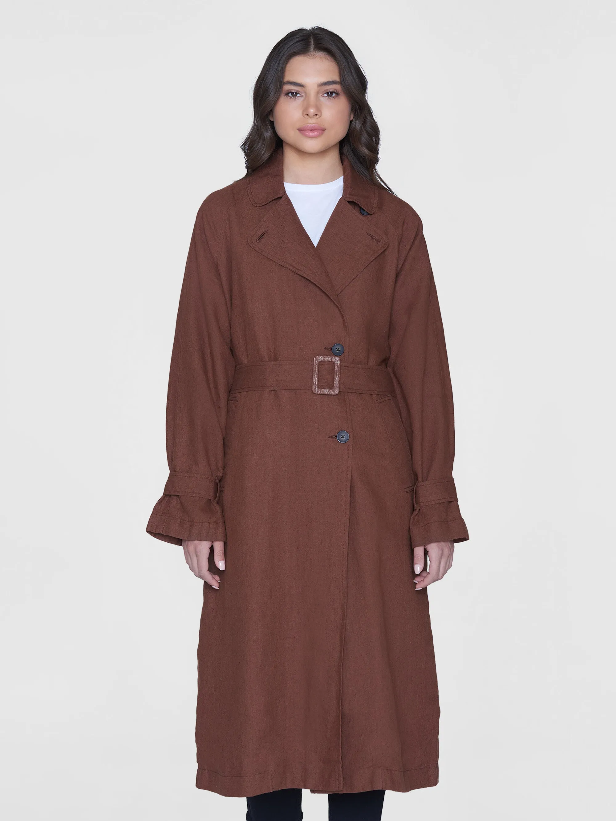 Linen trenchcoat - GOTS/Vegan - Tiramisu