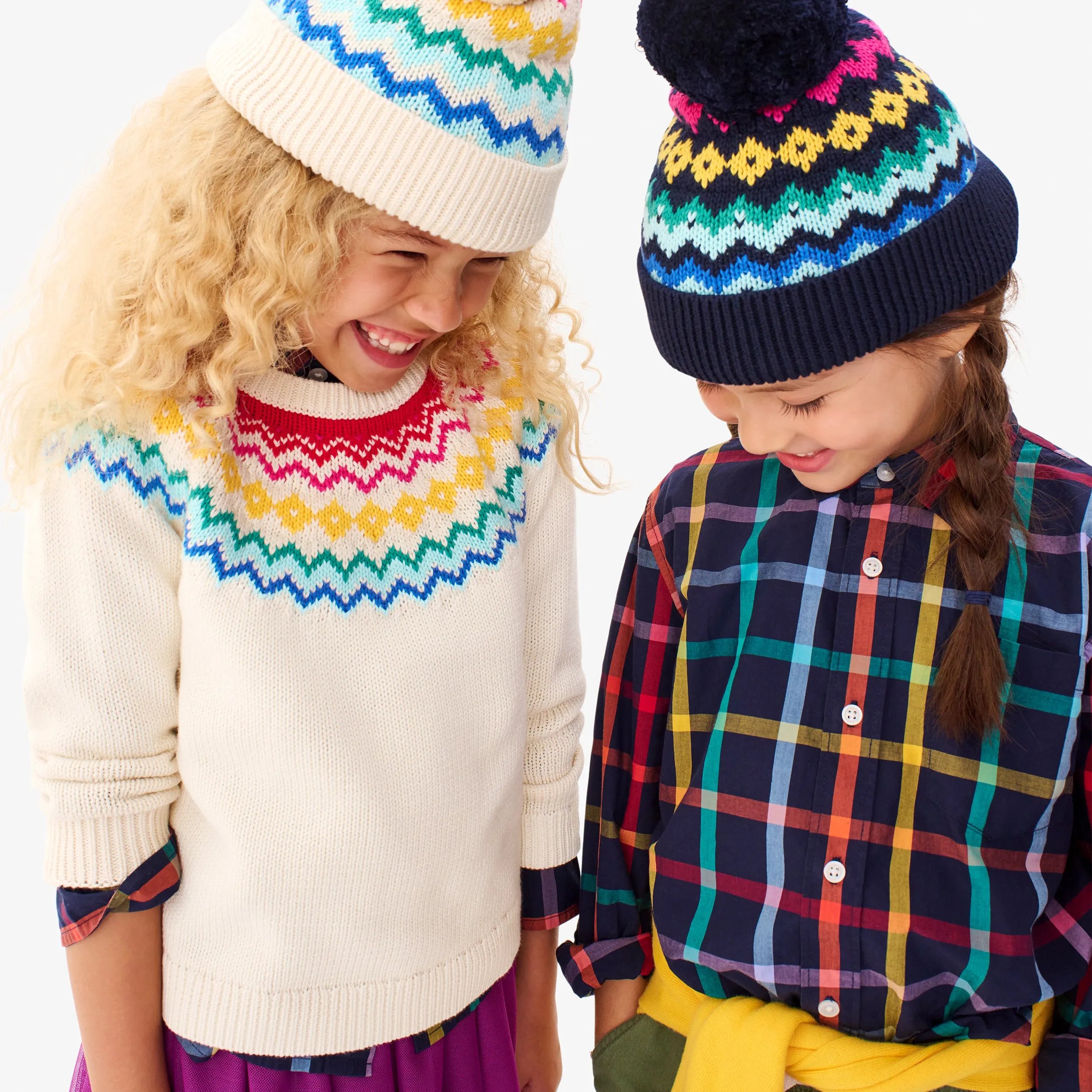 Long sleeve rainbow plaid button down