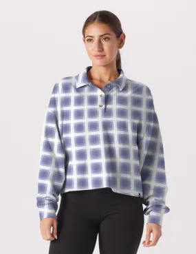 Lounge Skimmer Polo: Washed Blue/Oatmilk Jackson Plaid