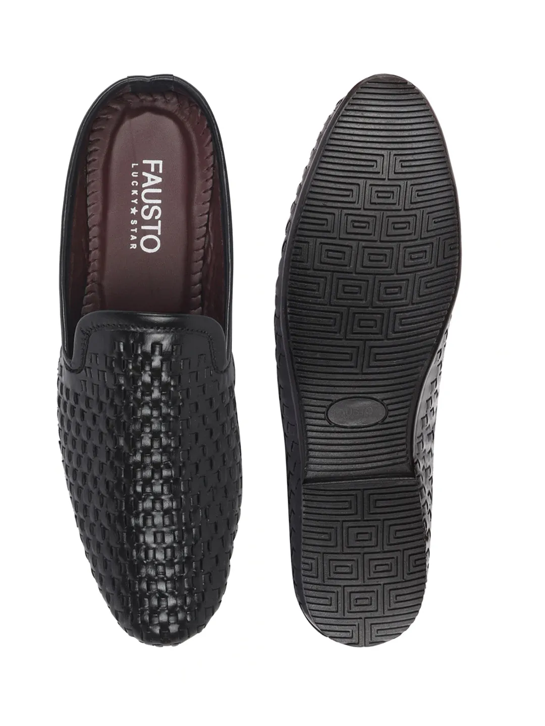 Men Black Ethnic Slip-On Jutis and Mojaris