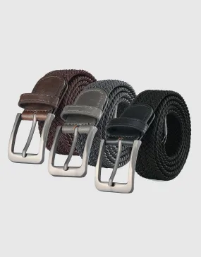 Men's Elastic Braided Stretch Belt-3 Pack