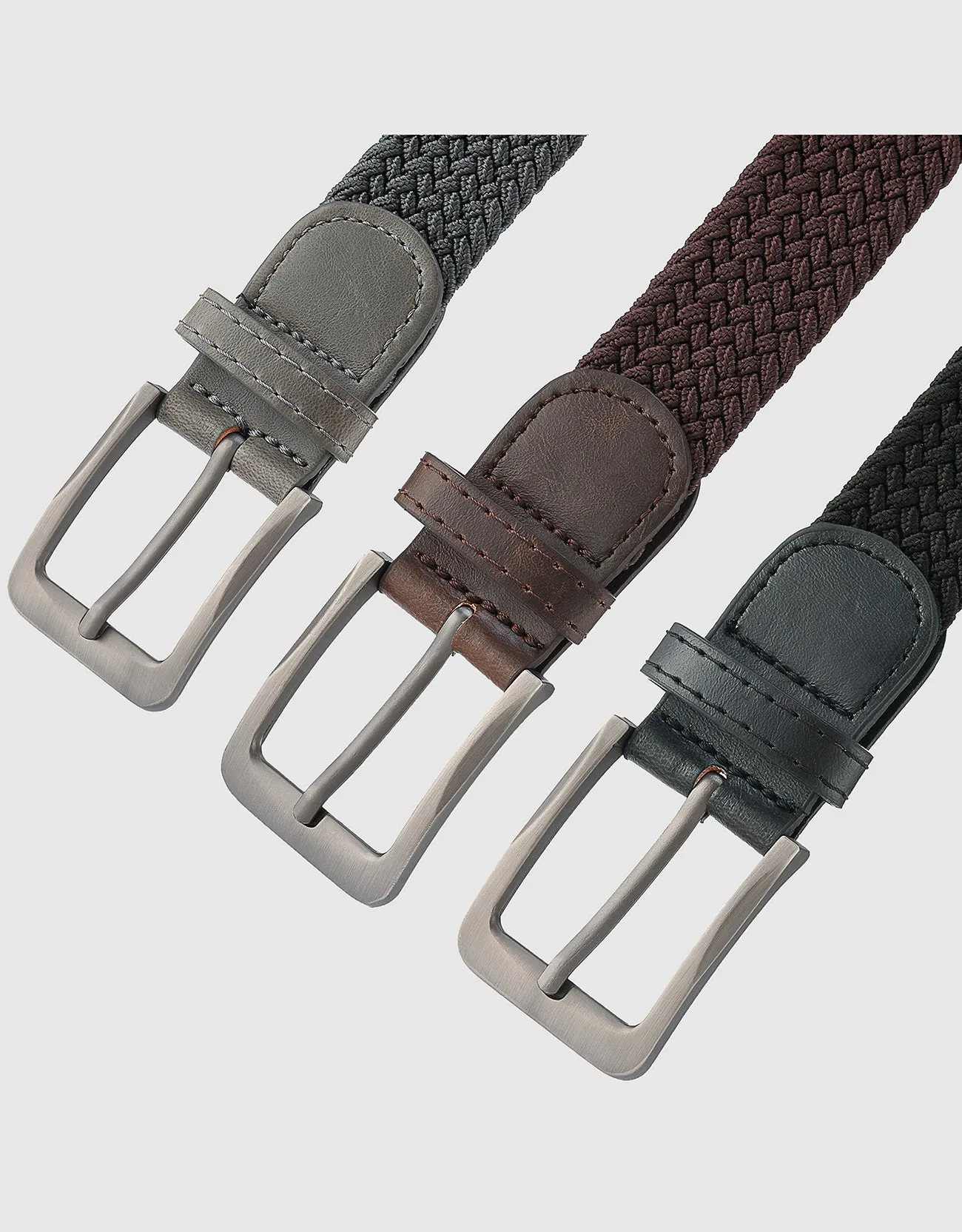 Men's Elastic Braided Stretch Belt-3 Pack