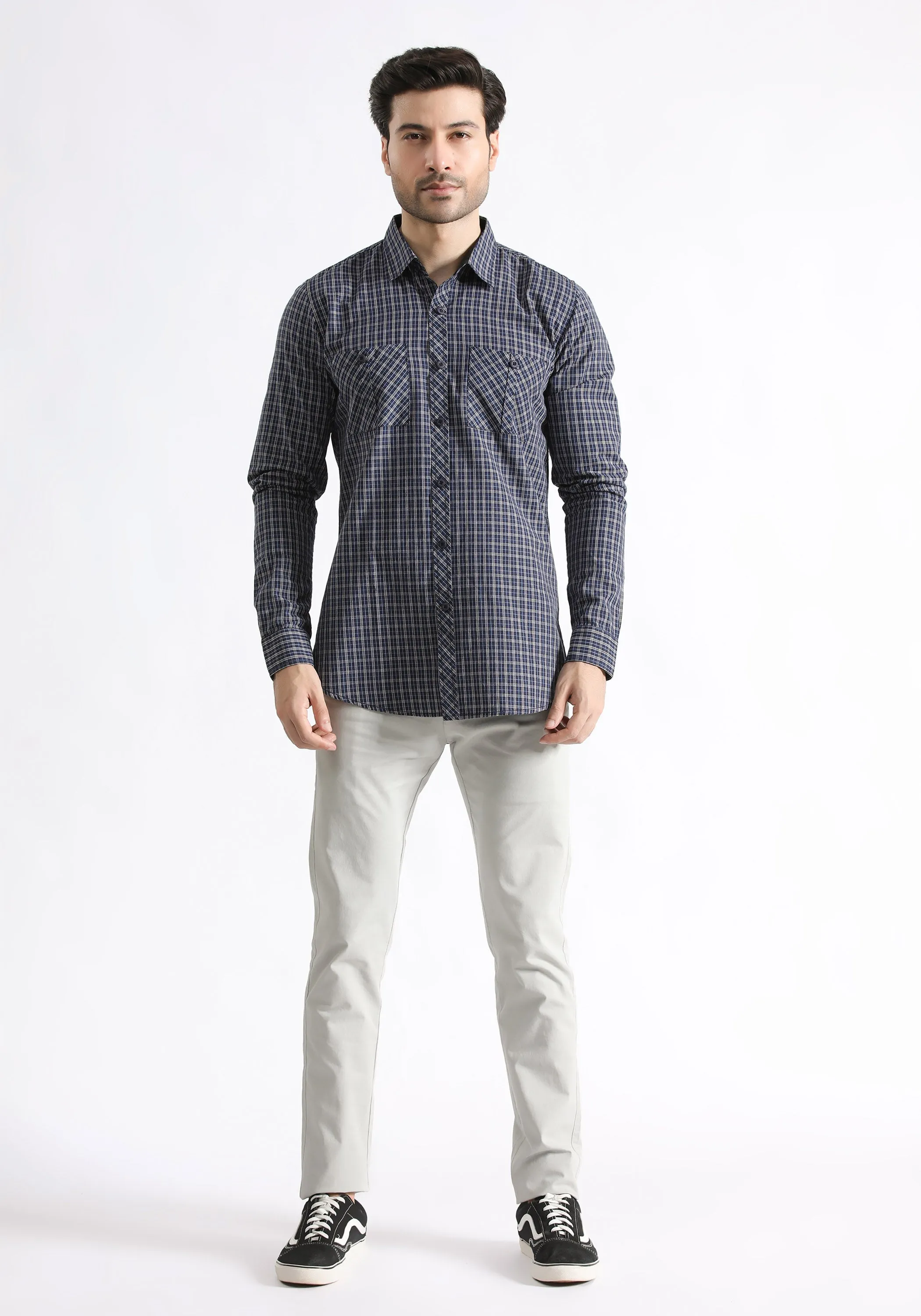 Navy Checkered Shirt