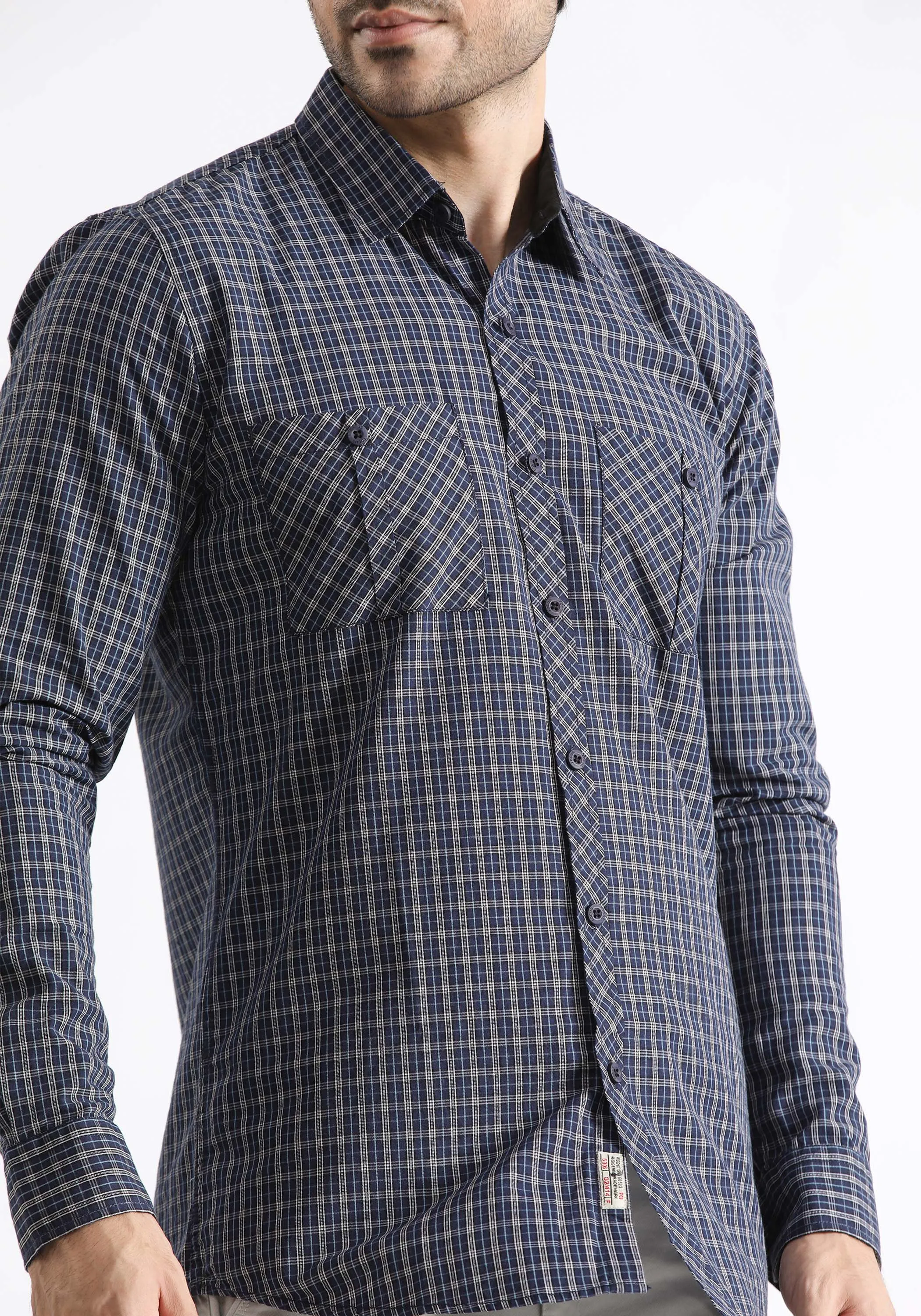 Navy Checkered Shirt