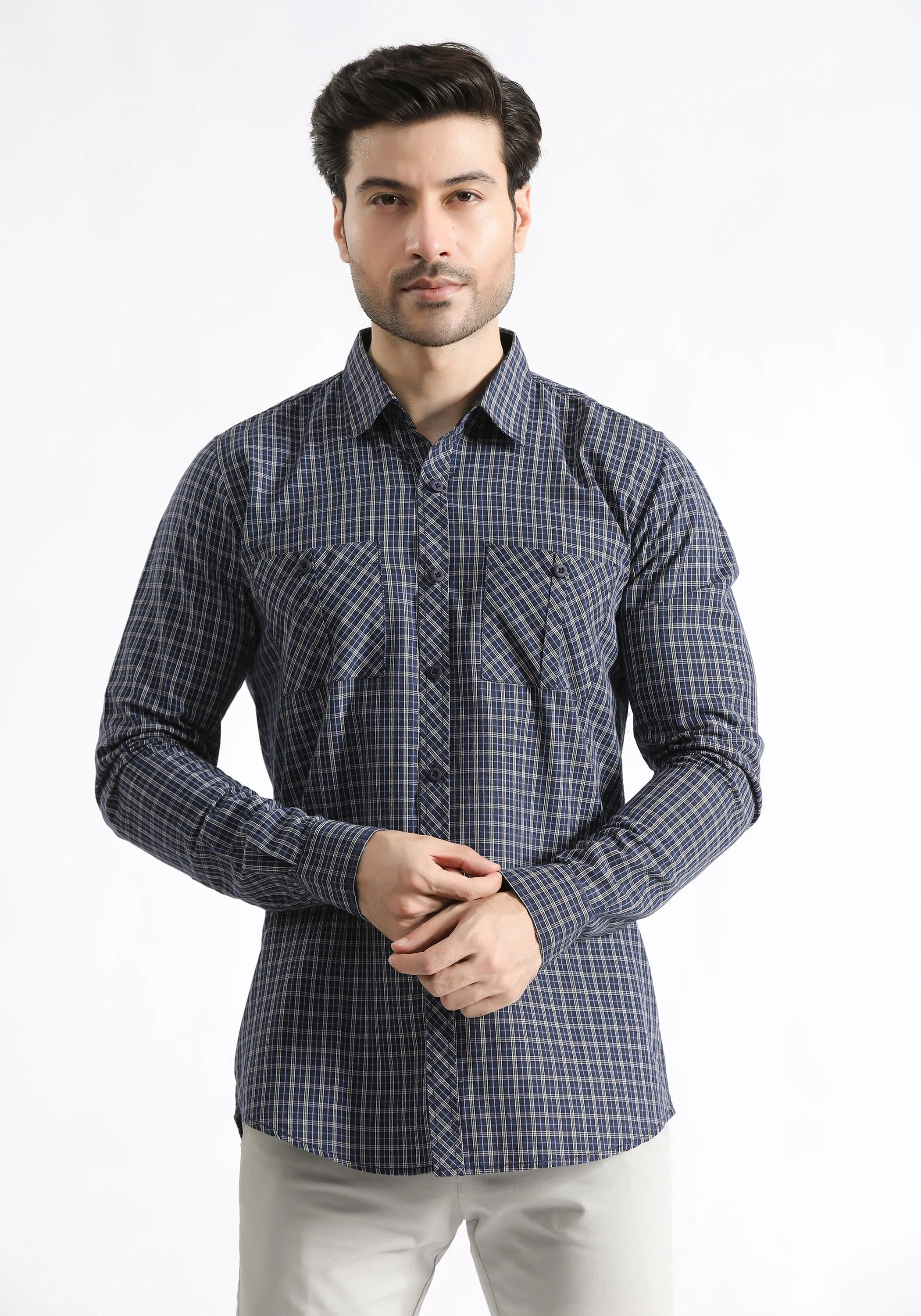 Navy Checkered Shirt