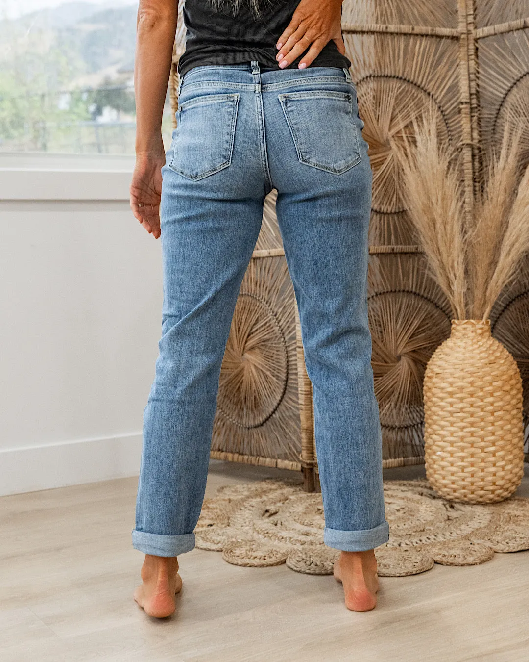 NEW! Judy Blue Evalina Roll Hem Boyfriend Jeans