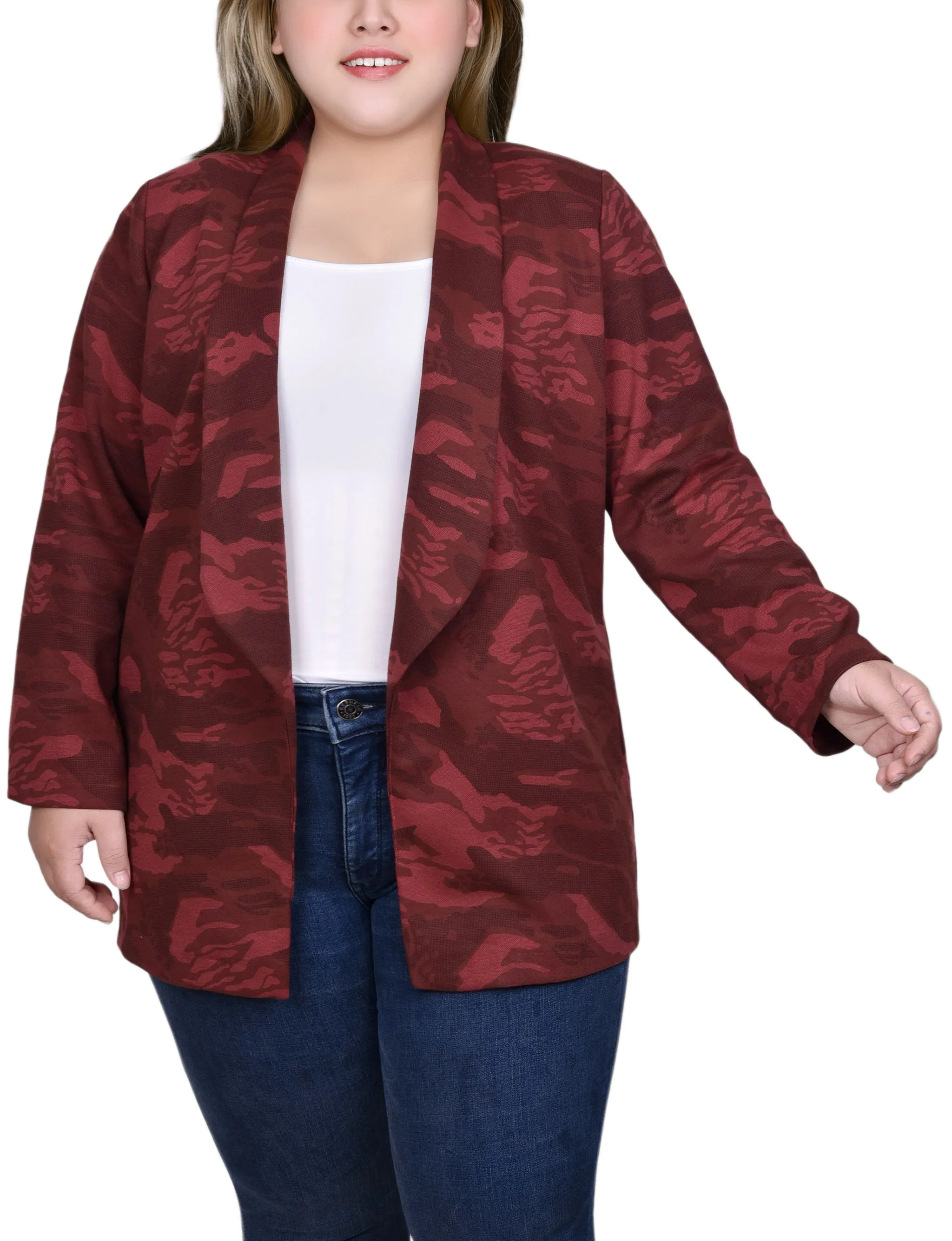 Plus Size 3/4 Sleeve Ponte Jacket