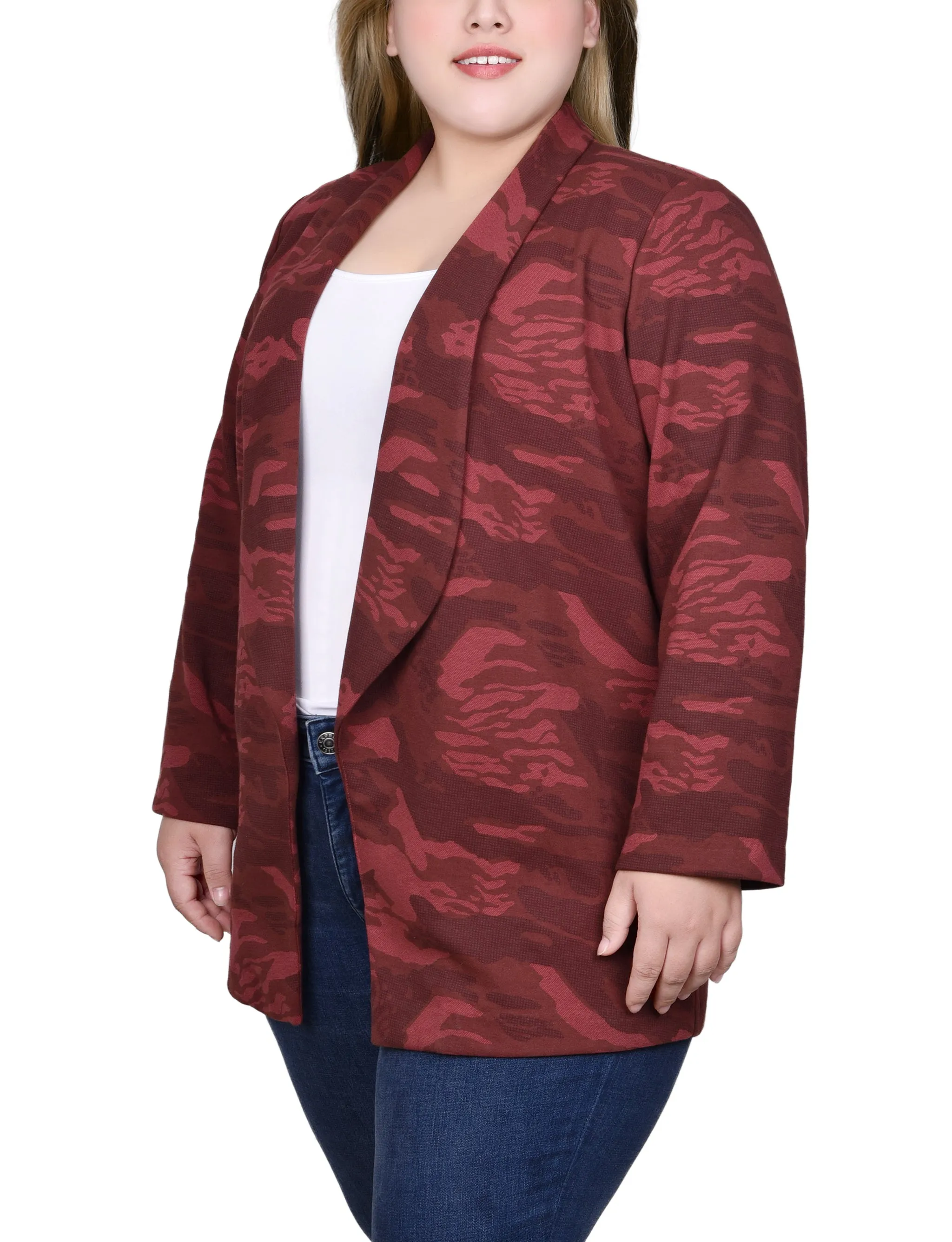 Plus Size 3/4 Sleeve Ponte Jacket