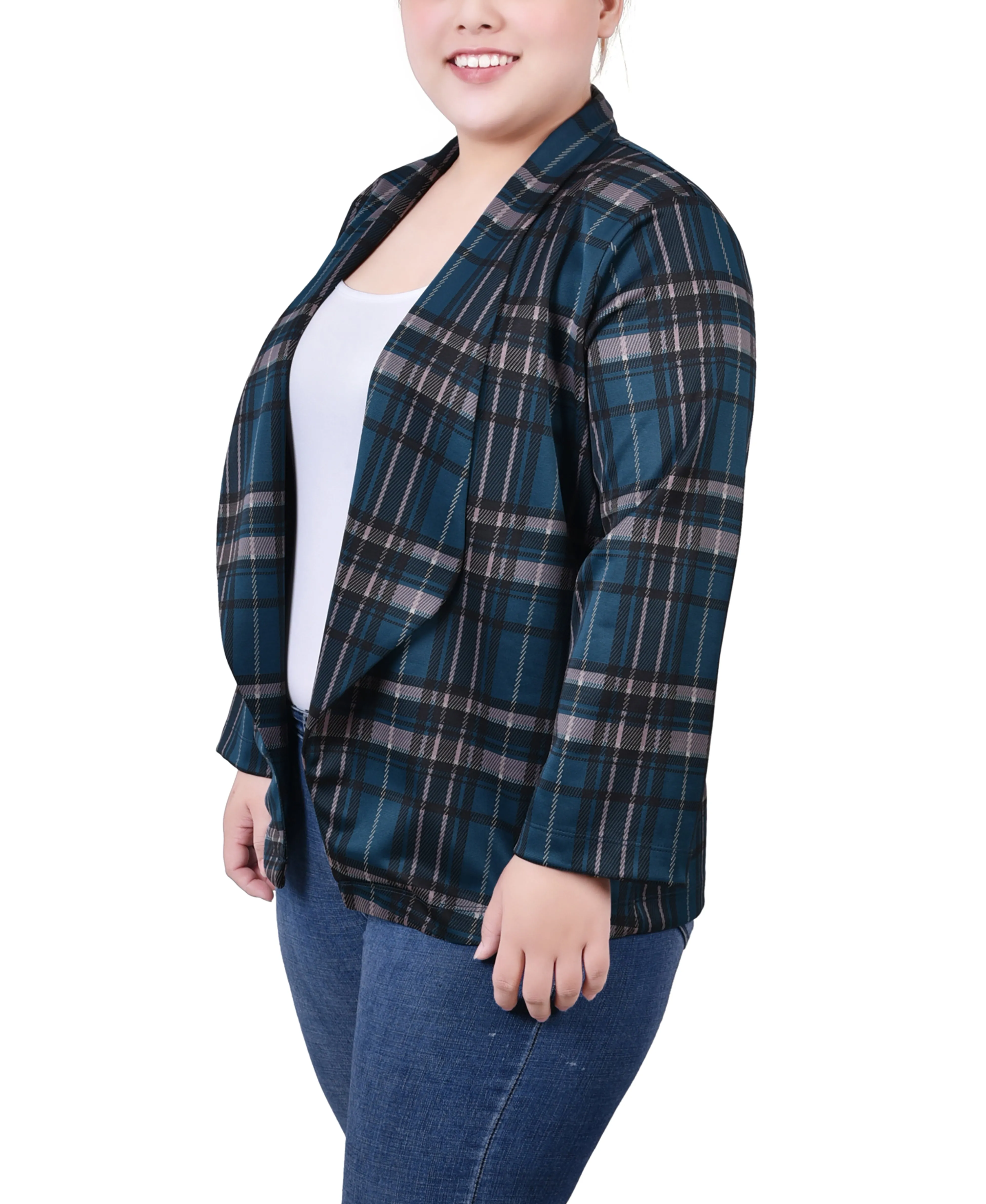 Plus Size 3/4 Sleeve Ponte Jacket