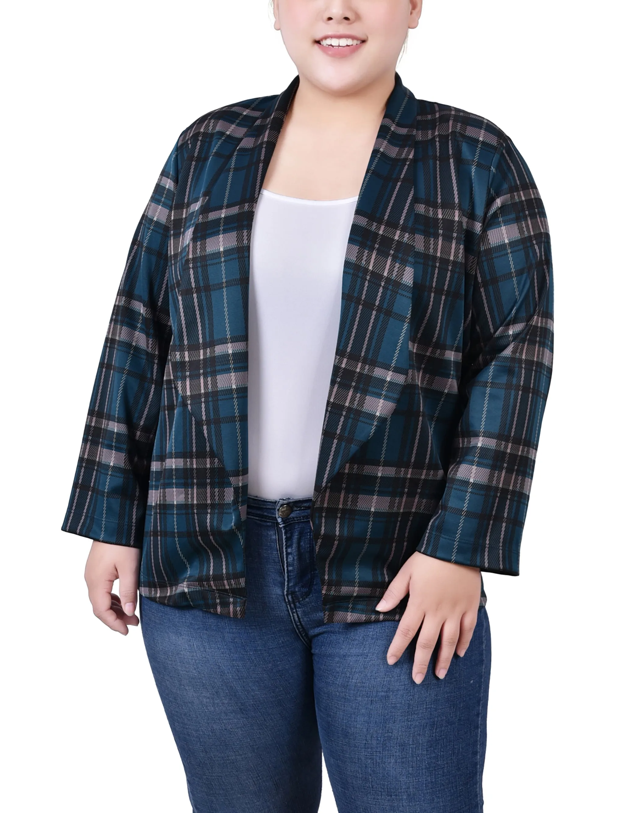 Plus Size 3/4 Sleeve Ponte Jacket