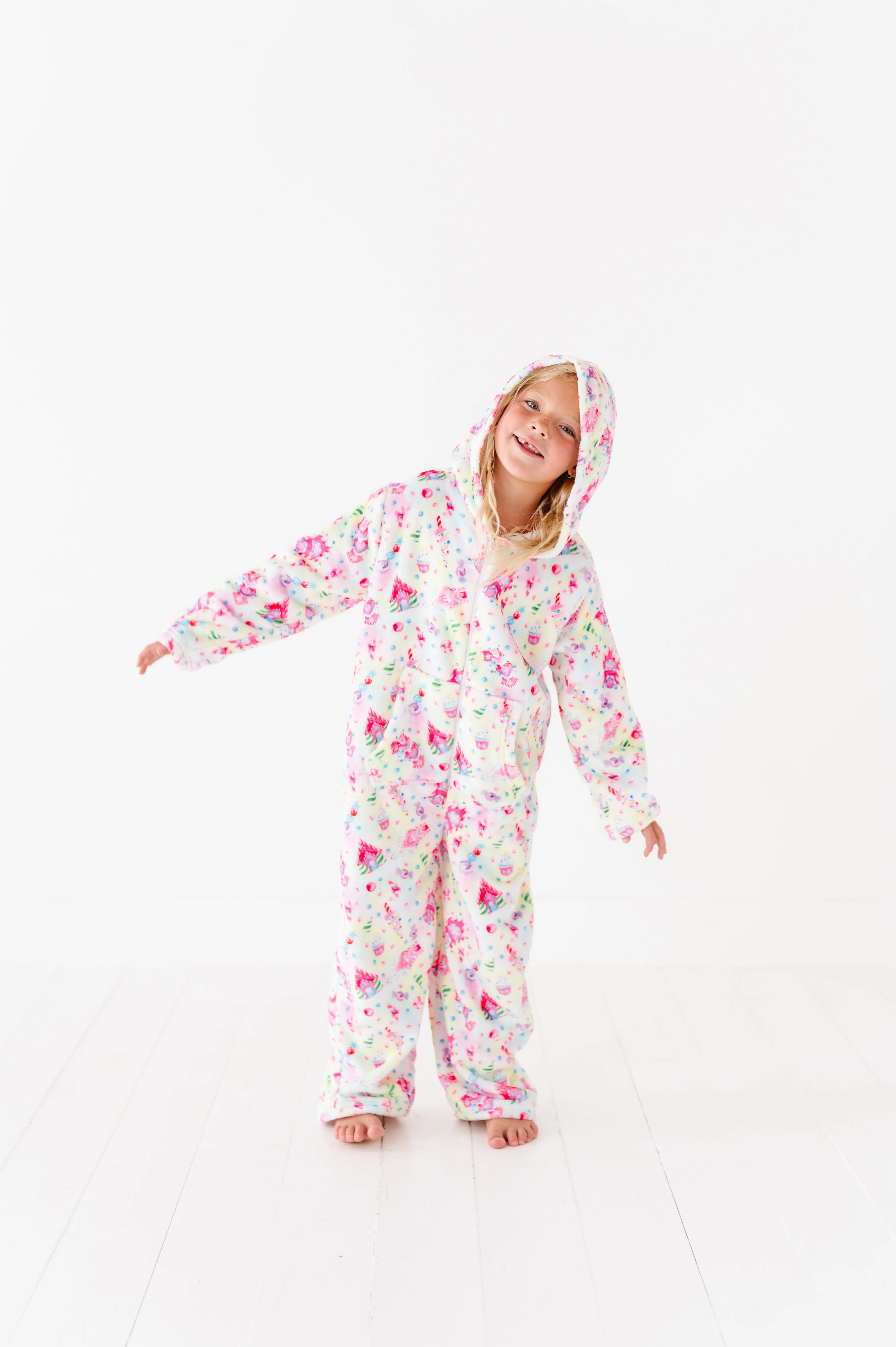 Plush Long Sleeve Onesie-Gingerbread Houses