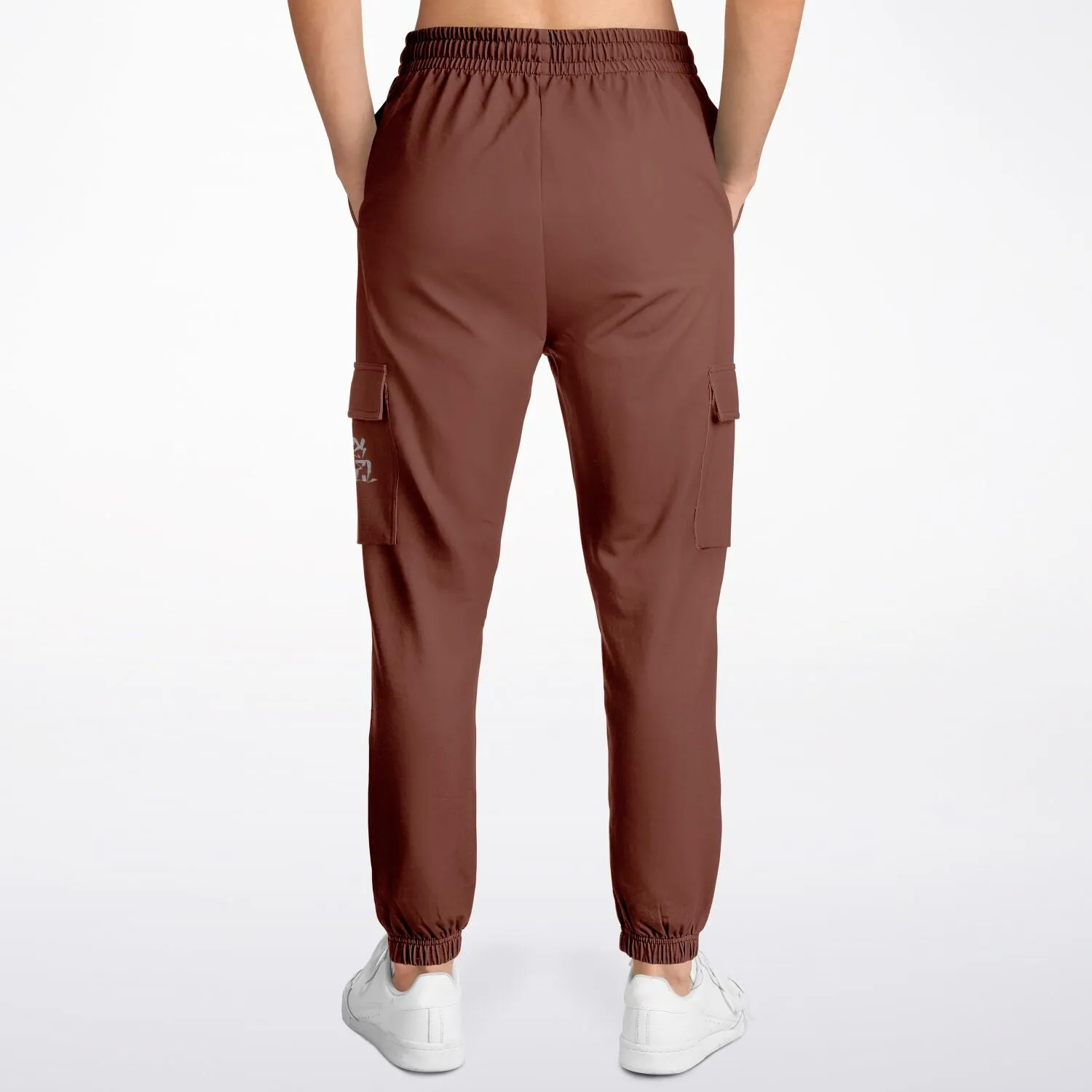 Recycled Polyester Brown Athletic Cargo Sweatpants