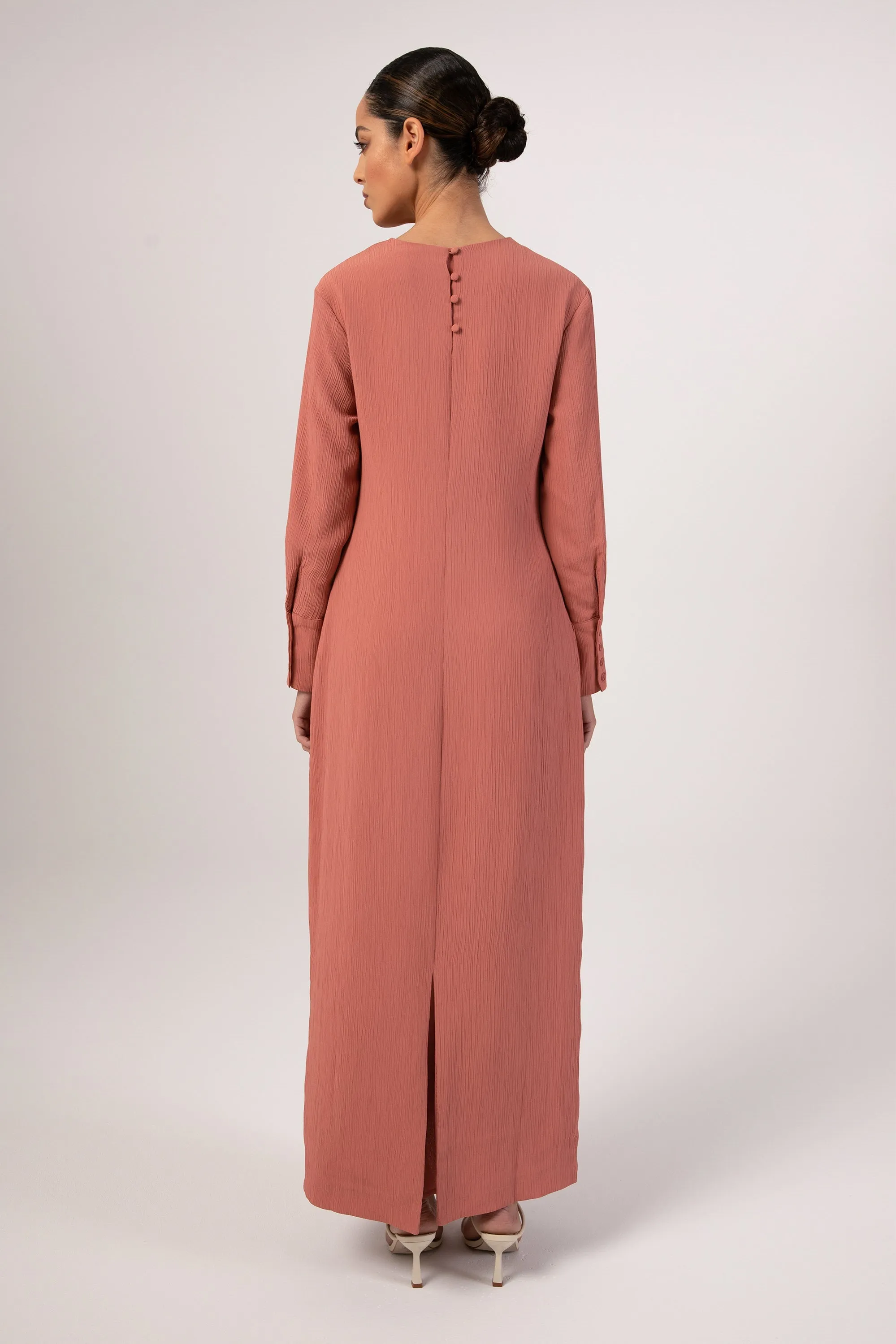 Sajda Textured Maxi Dress - Terracotta