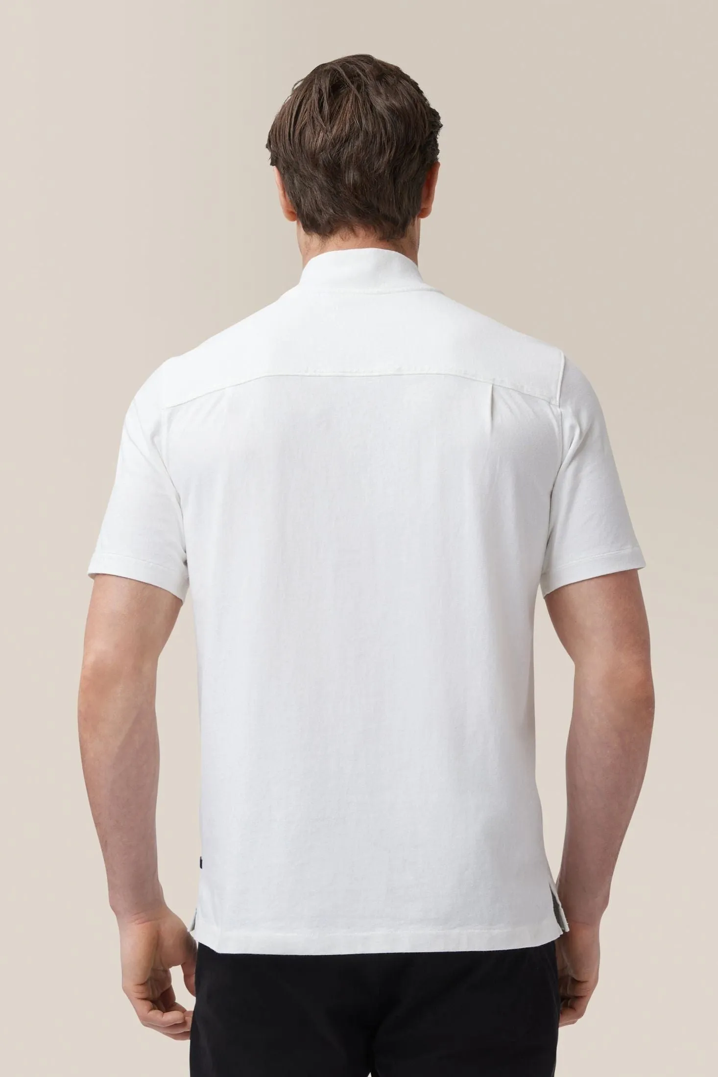 Short Sleeve Rib Collar Shirt | Cotton