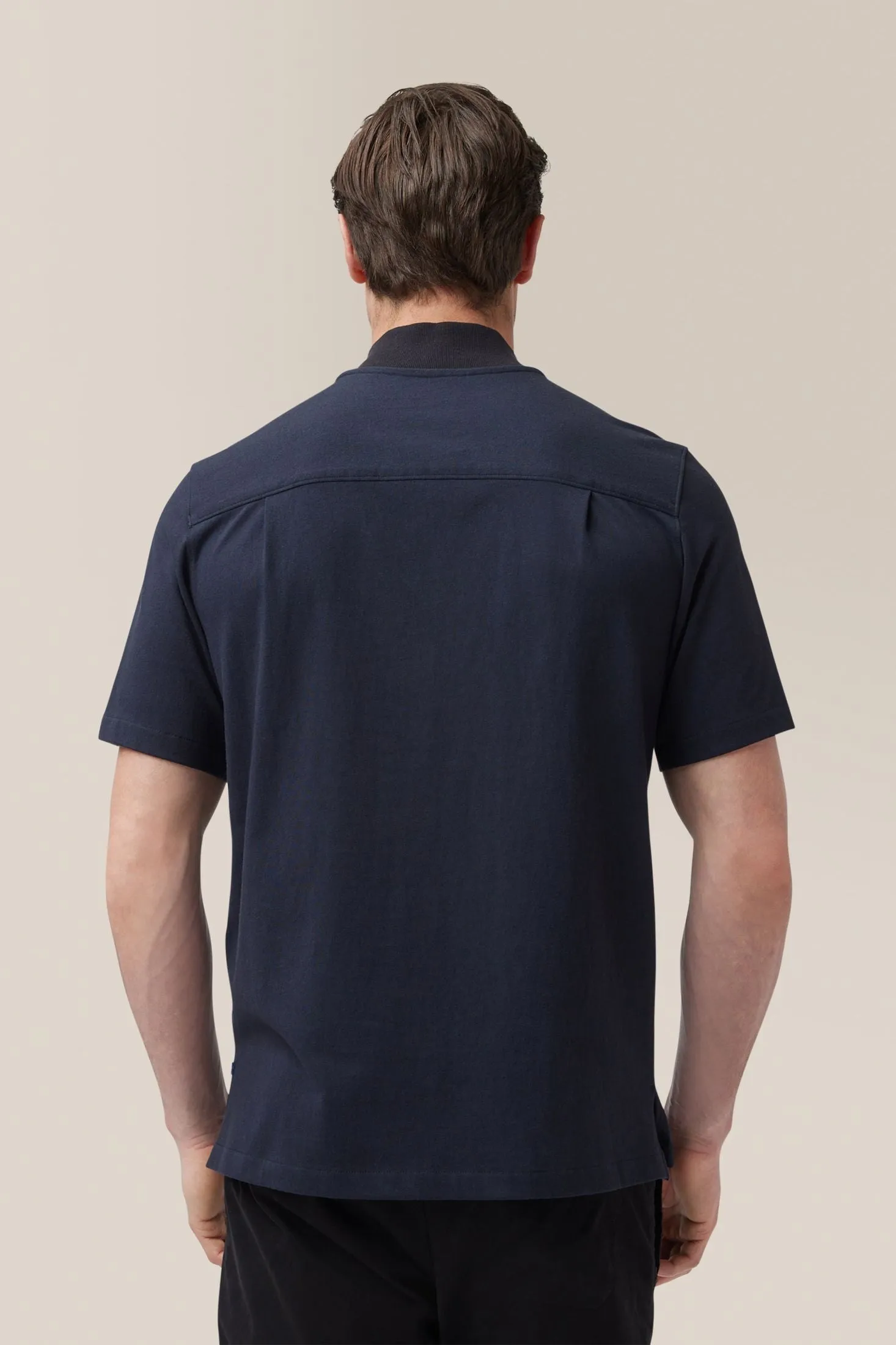 Short Sleeve Rib Collar Shirt | Cotton