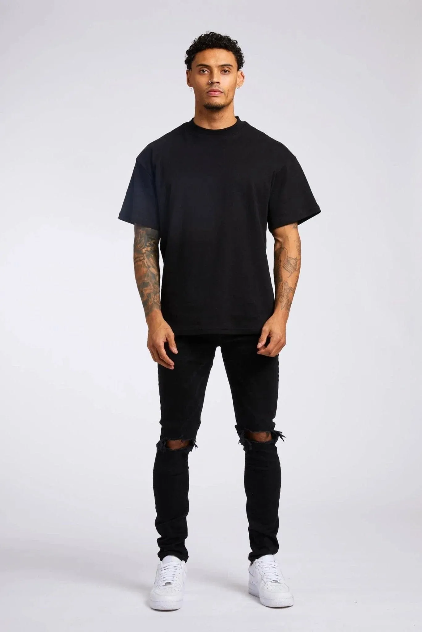 SLIM FIT JEANS 1.0 - BLACK DESTROYED KNEE