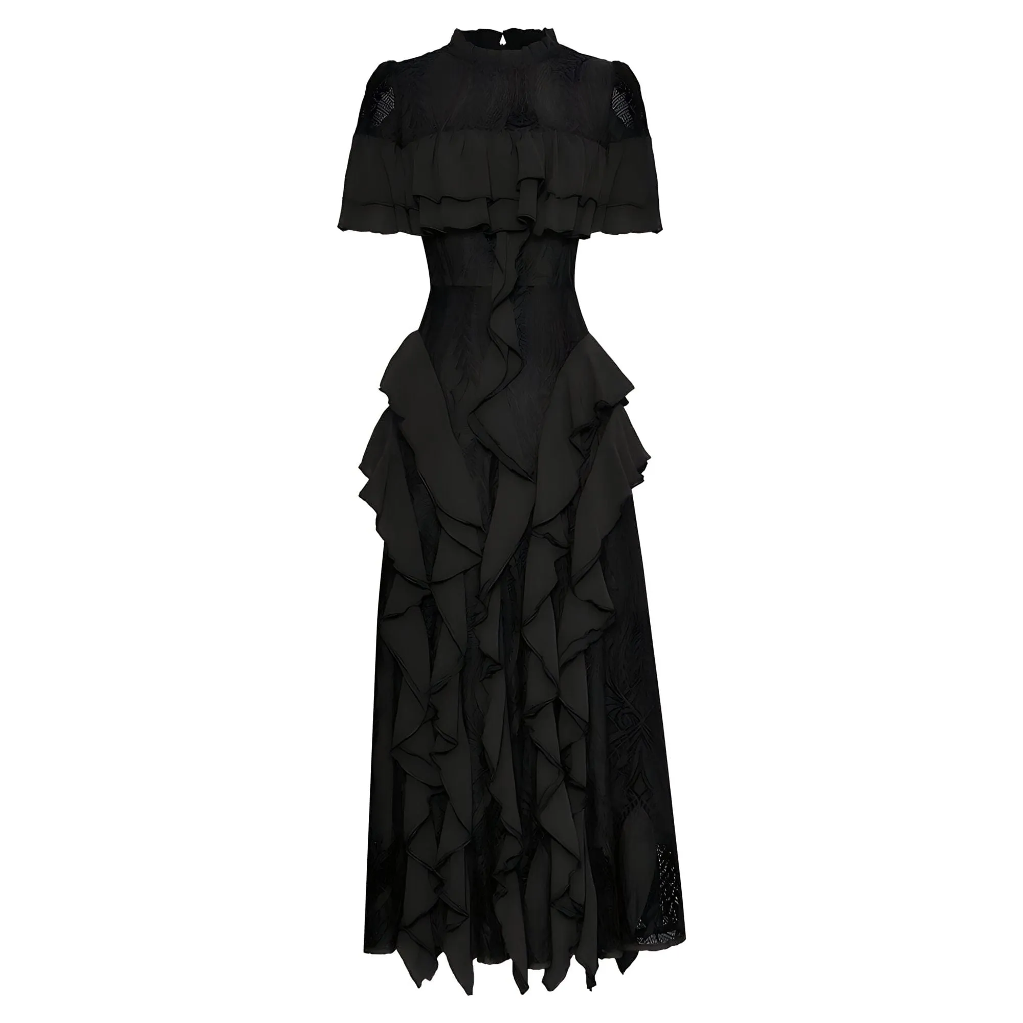 The Elodie Ruffled Lace Patchwork Dress - Multiple Colors