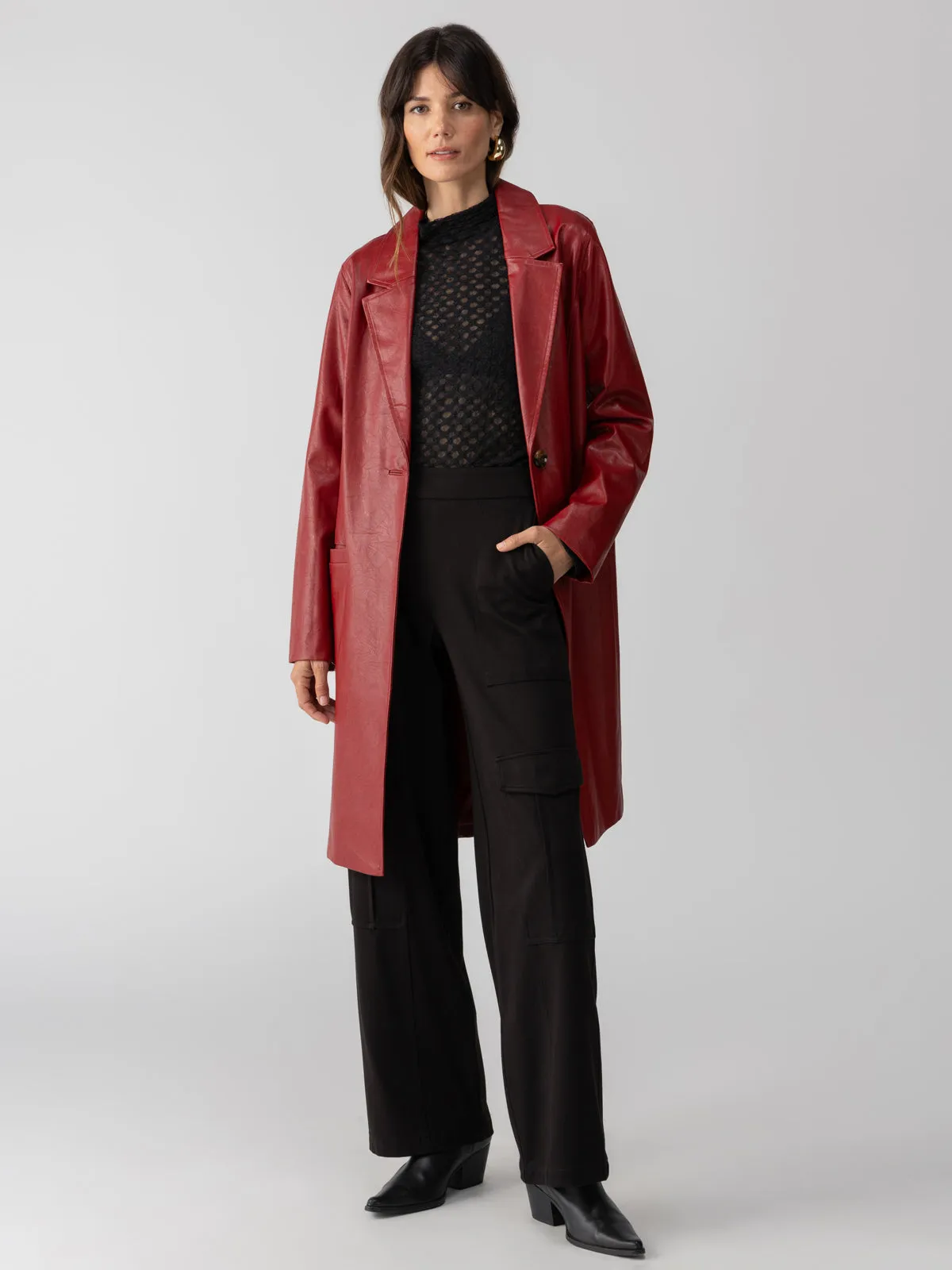 Vegan Leather Coat Garnet