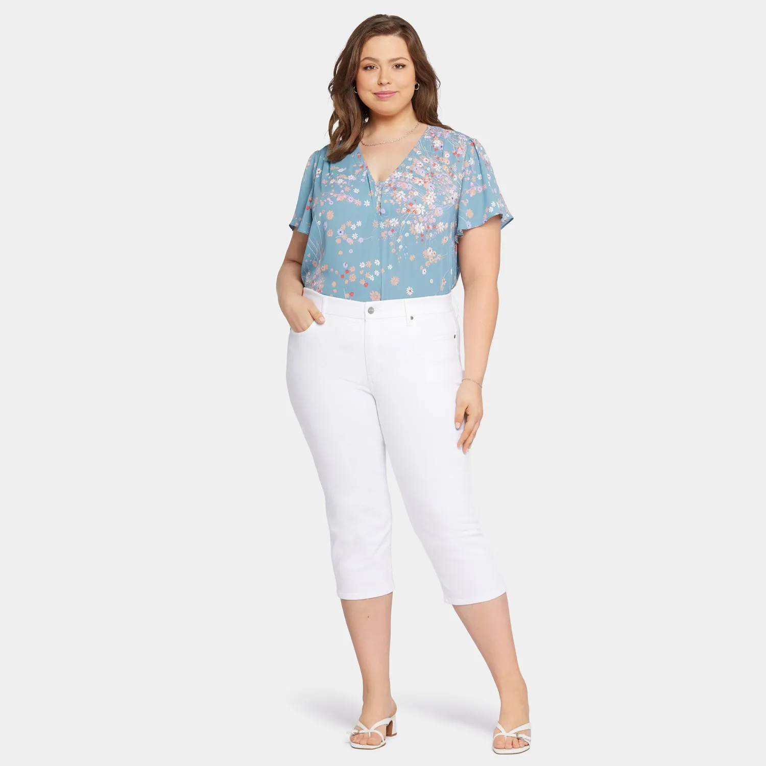 Waist-Match™ Slim Straight Crop Jeans In Plus Size - Optic White